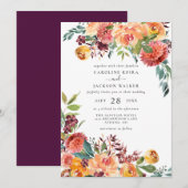 Herfst Floral Wedding Uitnodiging (Voorkant / Achterkant)