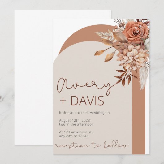 Herfst Floral Wedding Uitnodiging (Voorkant / Achterkant)