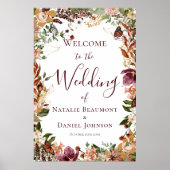 Herfst Floral Wedding Welcome Sign Poster (Voorkant)