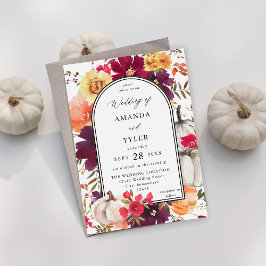 Herfst Floral Wedding White Pumpkin Kaart