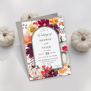 Herfst Floral Wedding White Pumpkin Kaart