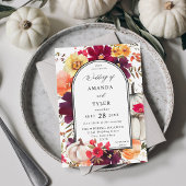 Herfst Floral Wedding White Pumpkin Kaart