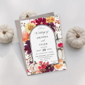 Herfst Floral Wedding White Pumpkin Kaart