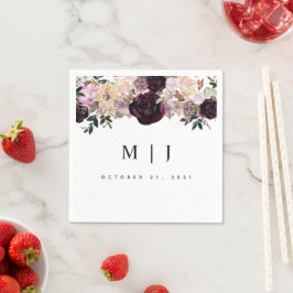 Herfst Floral Wedding Wine Plum Mauve Servet