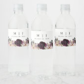 Herfst Floral Wedding Wine Plum Mauve Waterfles Etiket (Flessen)
