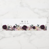 Herfst Floral Wedding Wine Plum Mauve Waterfles Etiket (Enkel label)