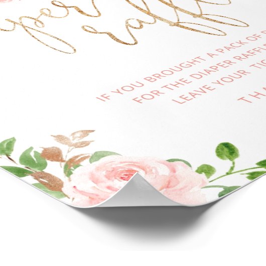 Herfst floral white gold pumpkin diaper raffinage poster (Hoek)