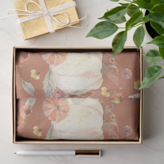 Herfst Floral White Pumpkin paddenstoel Robuuste o Tissuepapier (Geschenk)