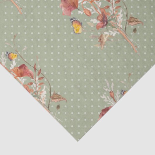 Herfst Floral Wildflower Bouquet Butterfly Tissuepapier (Detail)