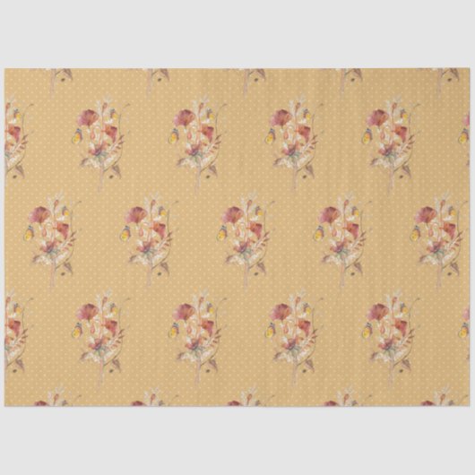 Herfst Floral Wildflower Butterfly Mosterd Ontschr Tissuepapier (Voorkant)