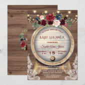 Herfst Floral Wine Barrel Vineyard Baby shower Kaart (Voorkant / Achterkant)