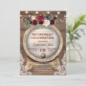 Herfst Floral Wine Barrel Vineyard Retirement Part Kaart (Staand voorkant)