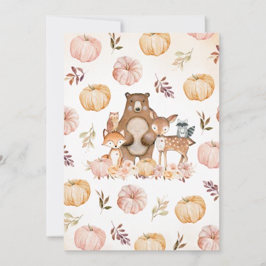 Herfst Floral Woodland Baby shower Kaart (Achterkant)