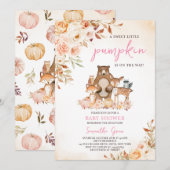 Herfst Floral Woodland Baby shower Kaart (Voorkant / Achterkant)