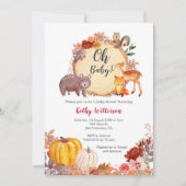 Herfst Floral Woodland Baby shower Uitnodiging (Voorkant)