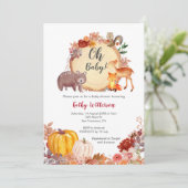 Herfst Floral Woodland Baby shower Uitnodiging (Staand voorkant)