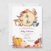 Herfst Floral Woodland Geslacht Uitnodiging onthul (Voorkant)