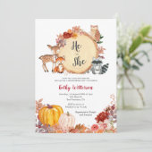 Herfst Floral Woodland Geslacht Uitnodiging onthul (Staand voorkant)