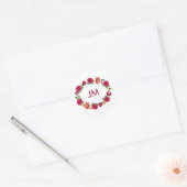 Herfst Floral Wreath Monogram Wedding Ronde Sticker (Envelop)