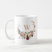 Herfst Floral Wreator met elk monogram Koffiemok (Links)