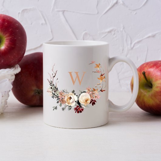 Herfst Floral Wreator met elk monogram Koffiemok
