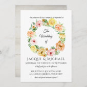 Herfst Floral Yellow in Perzikkleurige Rozen met o Kaart (Voorkant / Achterkant)