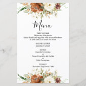 Herfst florale bruiloft Menu Kaart (Voorkant)