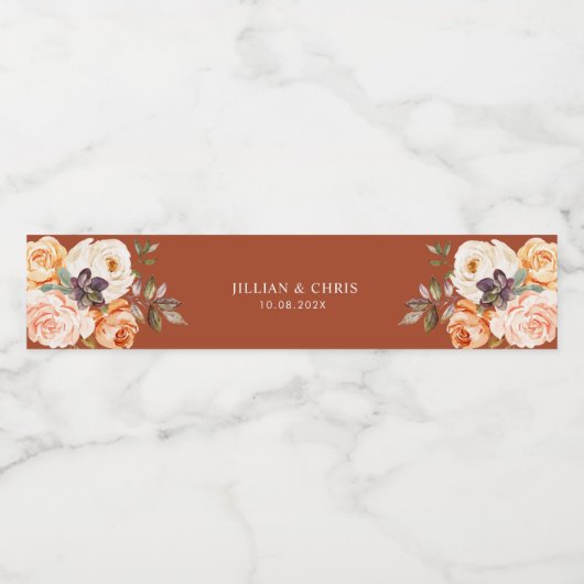 herfst florale bruiloft waterfles etiket (Enkel label)