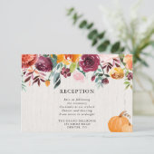 Herfst florale en pompoenen waterverf receptie informatiekaartje (Staand voorkant)