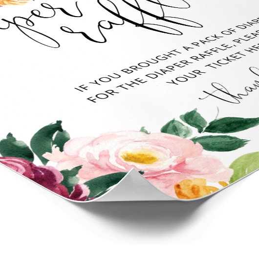 Herfst florale herfstpompoen diaper raffinage poster (Hoek)