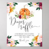 Herfst florale herfstpompoen diaper raffinage poster (Voorkant)