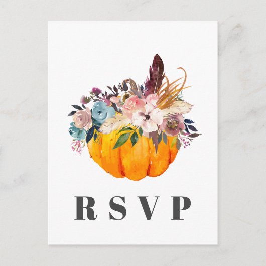 herfst, florale, pompoen RSVP-kaart Uitnodiging Briefkaart (Voorkant)