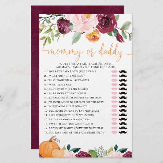 Herfst florale pompoenen (Voorkant / Achterkant)