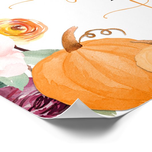 Herfst florale pompoenen Baby zijn Sweet Neem een  Poster (Hoek)