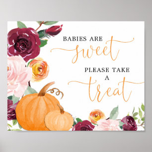 Herfst florale pompoenen Baby zijn Sweet Neem een Poster