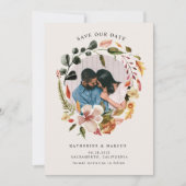 herfst florale spiegel bespaart datumUitnodiging Kaart (Voorkant)