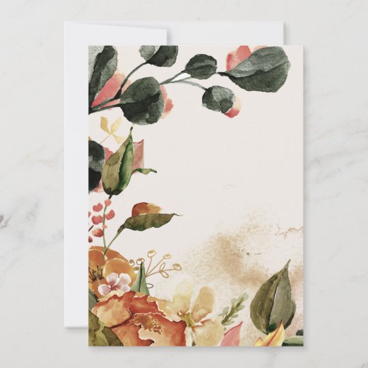 herfst florale spiegel bespaart datumUitnodiging Kaart (Achterkant)