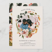 herfst florale spiegel bespaart datumUitnodiging Kaart (Voorkant / Achterkant)