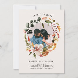 herfst florale spiegel bespaart datumUitnodiging Kaart