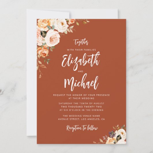 herfst florale trouwuitnodiging kaart (Voorkant)