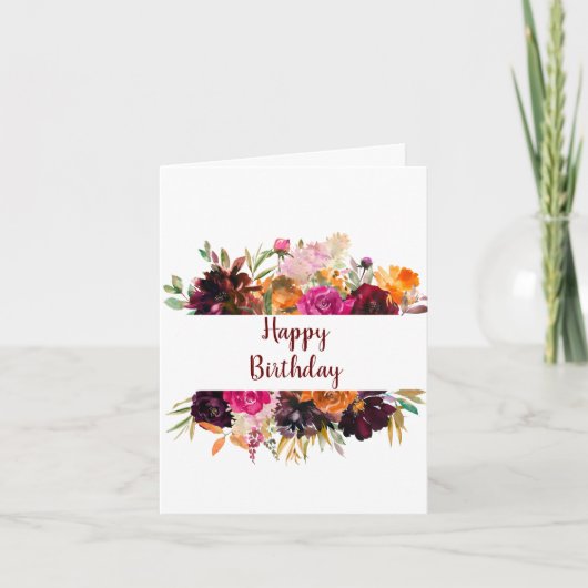 Herfst Florals Birthday Wenskaart Kaart (Voorkant)