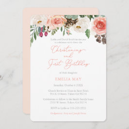 Herfst Florals Girl Christening 1e verjaardag Kaart