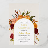 Herfst Florals Mums Arch Baby shower Folie Uitnodi Folie Uitnodiging (Voorkant)