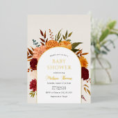 Herfst Florals Mums Arch Baby shower Folie Uitnodi Uitnodiging (Staand Voorkant)