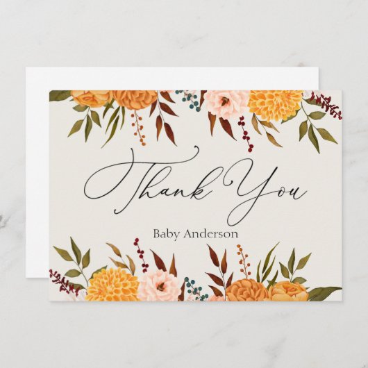 Herfst Florals Mums Dankuwel Noteer Kaart Notitiekaartje (Voorkant / Achterkant)