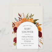 Herfst Florals Mums en Marigold Arch Baby shower Kaart (Voorkant / Achterkant)