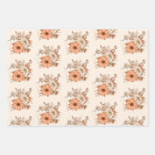 Herfst Florals Pattern White Cream Gold Thanksgivi Inpakpapier Vel (Voorkant 3)