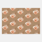 Herfst Florals Pattern White Cream Gold Thanksgivi Inpakpapier Vel (Voorkant 2)