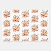 Herfst Florals Pattern White Cream Gold Thanksgivi Inpakpapier Vel (Voorkant)