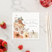 Herfst Florals Pumpkin feliciteert de heer Mrs Wed Servet (Insitu)